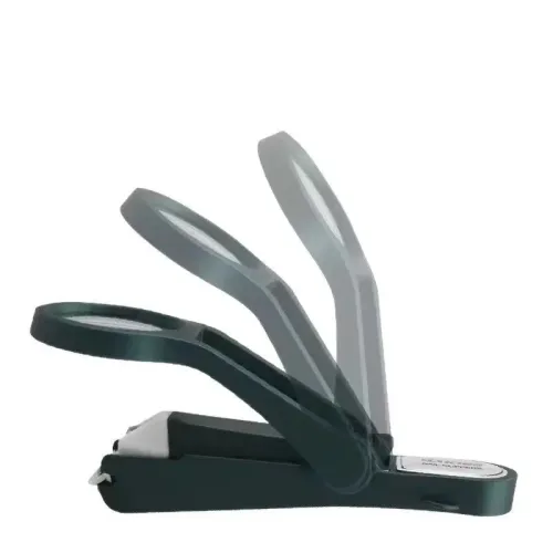 3PCS Premium Stainless Steel Concave Nail Clipper with Magnifying Lens - Ergonomic Rubber Grip Handle for Seniors