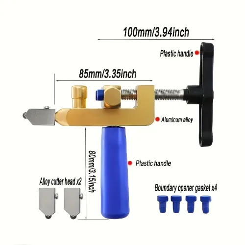 2 In 1 Manual Glass Cutte Two Spare Blades And Four Heads Making It Suitable For Both And Professional Tile Installation