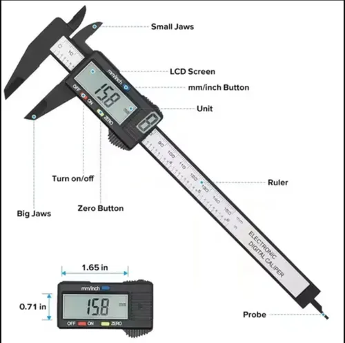 Electronic Digital Vernier Caliper 150mm Carbon Fiber Composites Measuring Tool