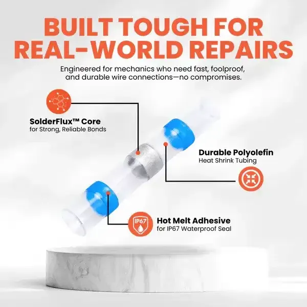 50pcs Pieces Waterproof Solder Seal Tin Ring Heat Shrink Butt Wire Connector Terminal Electric Copper Tape Solder Sleeve