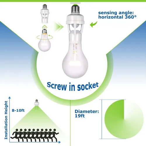 E27 Socket Converter with PIR Motion Sensor Ampoule AC100-240V LED E27 Lamp Base Intelligent Switch Light Bulb Lamp holder
