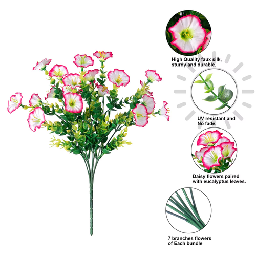 6pcs Artificial Flowers for Outdoors Decoration Silk Faux Flowers Uv Resistant Fake Plants for Garden Balcony Yard Porch Home Decor