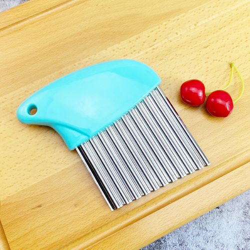 2-Piece Stainless Steel Wavy Knife Potato Cutter Chips French Fry Maker French Fries Chopper Potato Knife Chopper Crinkle Wavy Slicer