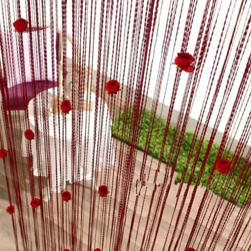 100x200cm Door Line Curtain Rose Flower Hanging Vestibule String Curtains Self-adhesive Tassel Divider Curtains Home Decoration