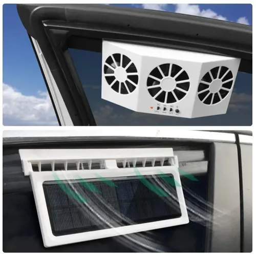 Universal Solar Power Energy Three Fans Electric Car Vehicle Window Cooling Mounted Exhaust Car Fans