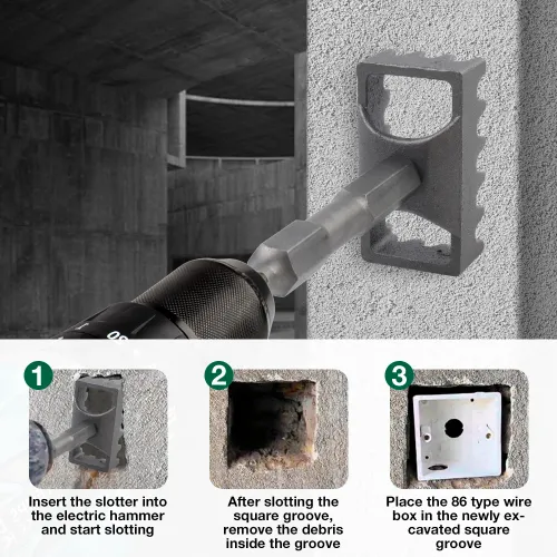 86 Type Wire Box Socket Punch, Home DIY Professional Wall Rectangular Slotting Tool, Suitable for Electric Hammer, Electric Pick