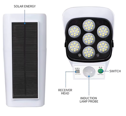 Solar Motion Sensor Security Light Dummy Fake Camera Outdoor Wall Lamp with Remote