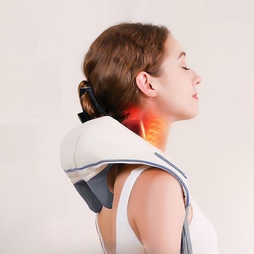 Portable wireless finger massage electric neck pillow massager for home and car use, soothing heat 2-in-1 shoulder massager