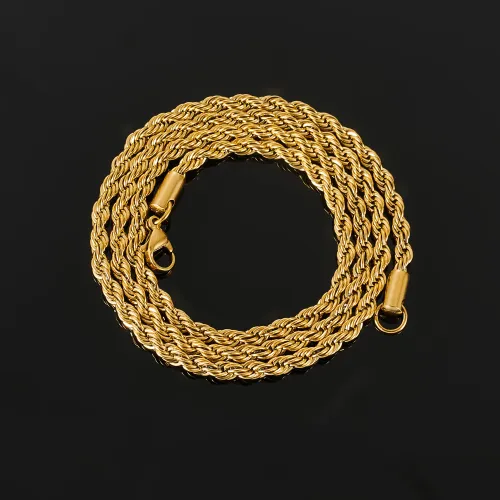 Men's hip-hop gold-plated necklace with a fashionable and high-end feel Gold 5mm 20in