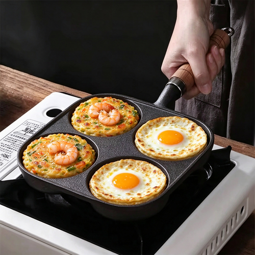 Black Friday Deals - Cast iron non stick frying pan, four hole deep egg burger machine