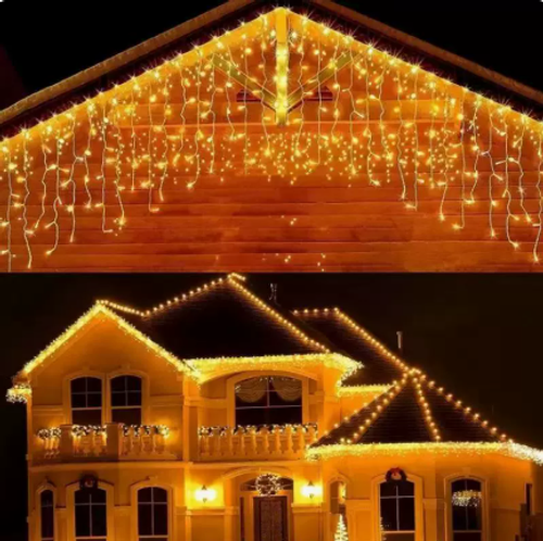 6M 96Leds Solar lcicle string Lights 8 Lighting Modes Outdoor Eaves Decoration