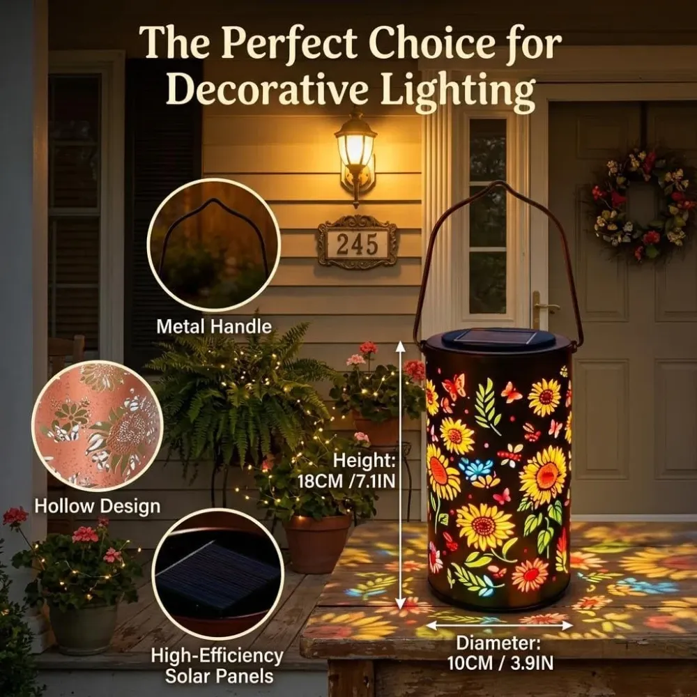 Sunflower Light and Shadow Light Waterproof Outdoor Lights Solar Powered for Night Pathway Lawn Garden Patio Decorative Lighting