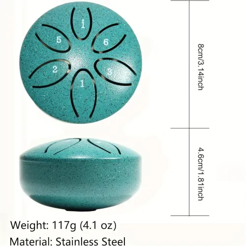 3 Inch Steel Tongue Drum - 6 Tone Handheld Instrument for Meditation & Yoga, Perfect Musical Gift for Beginners