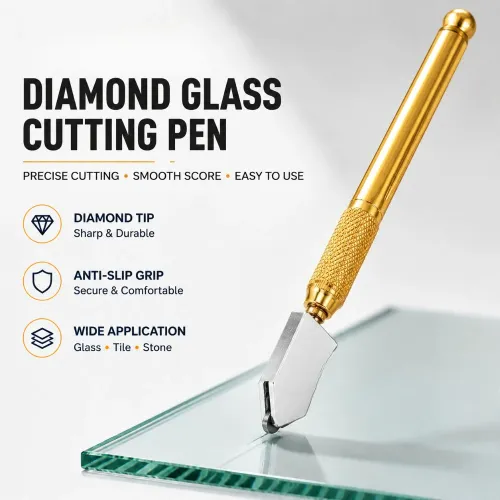 1pc Portable Diamond Glass Cutting Tool 175mm Non Slip Handle Handheld Cutter for Tile Mineral Engraving Construction Projects