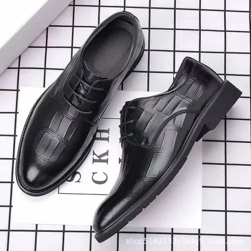 British Style Lace up Business Men's Casual Formal Leather shoes Men's Height increasing Single pu Shoes