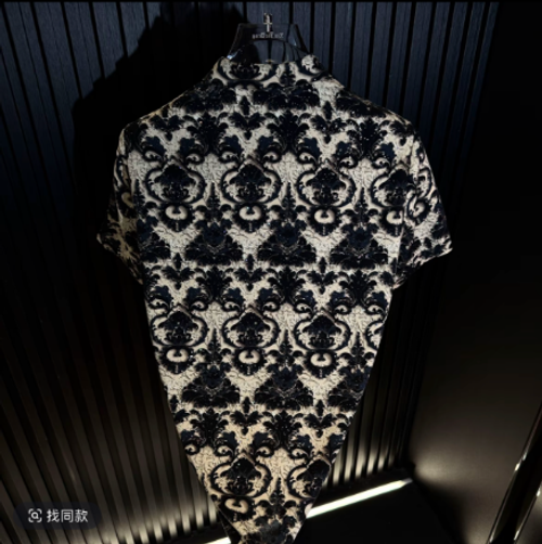Men's Ice Silk Casual Floral Shirt Summer High-end Ice Silk Short Sleeved