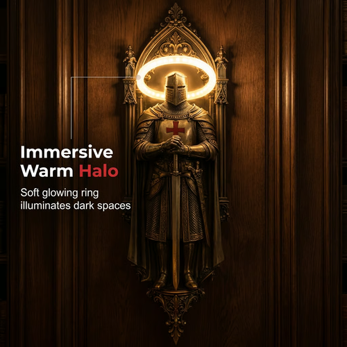 🙏 Guardian of God Wall Lamp – Medieval Knight Sconce with Warm Holy Glow | Protect Your Home in Style | Limited Offer!​ 🕯️