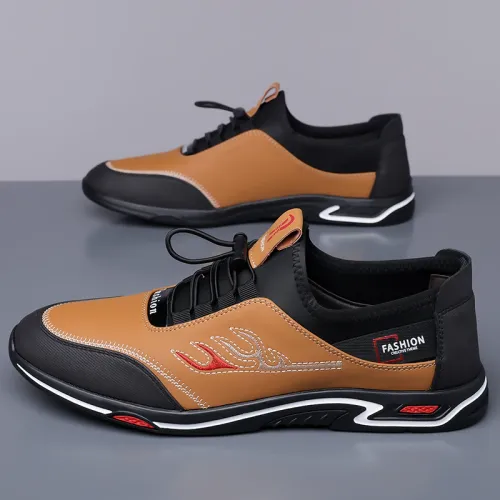 Men Casual Outdoor Shoes Leather Mens Business Shoes Comfy Antiskid Loafers Mens Slip on Walking Flats Shoes Men footwear