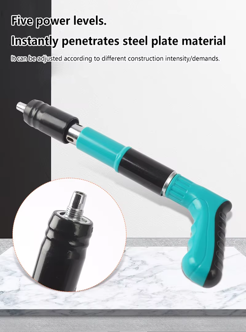 Manual steel nail gun (100-nail capacity), riveting tool, wall fastener, metalworking rivet gun, mini channel-mount nail gun for suspended ceilings.