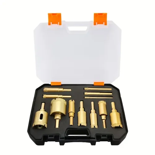 12pcs Diamond Drill Bit Set for Glass, Marble & Stone - 6-35mm Hole Saw Kit with Hand Tools, Granite, Tile, Ceramic