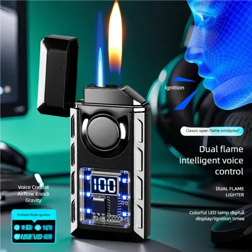 Black technology induction lighter trend, voice controlled lighter, cigarette lighter, fast charging lighter