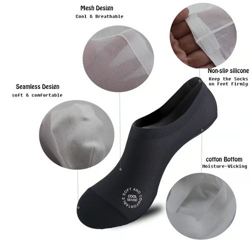 🔥The Secret to Odor-Free Feet🧦 — 6-Pair Pack of Invisible, Non-Slip Socks: Breathable Low-Cut Design with Anti-Slip & Moisture-Wicking Features