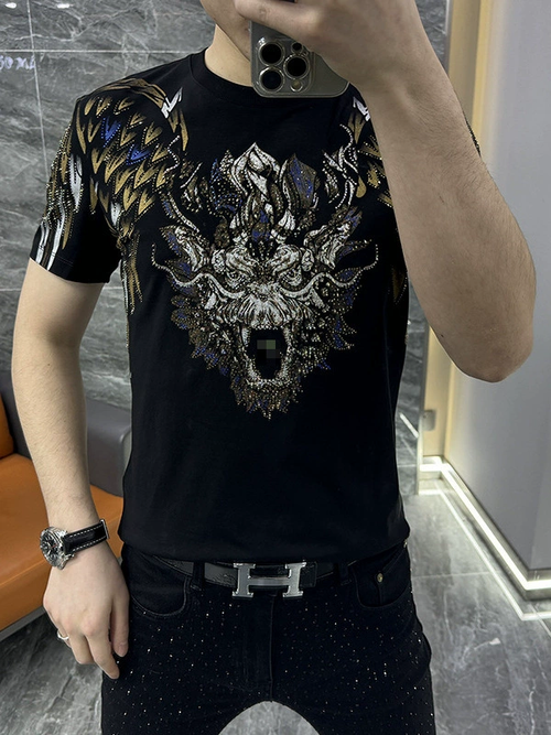 Dragon Wing Rhinestone Men T-Shirt