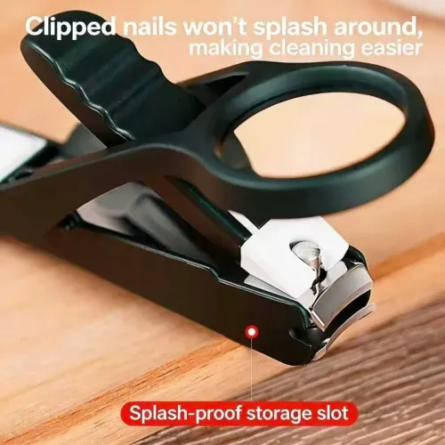 3PCS Premium Stainless Steel Concave Nail Clipper with Magnifying Lens - Ergonomic Rubber Grip Handle for Seniors