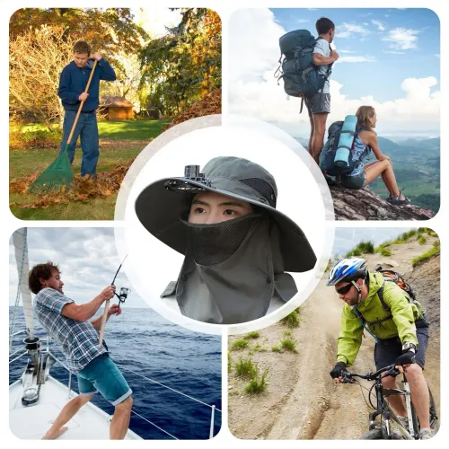 Solar charging, with fan and breathable mesh cap gray