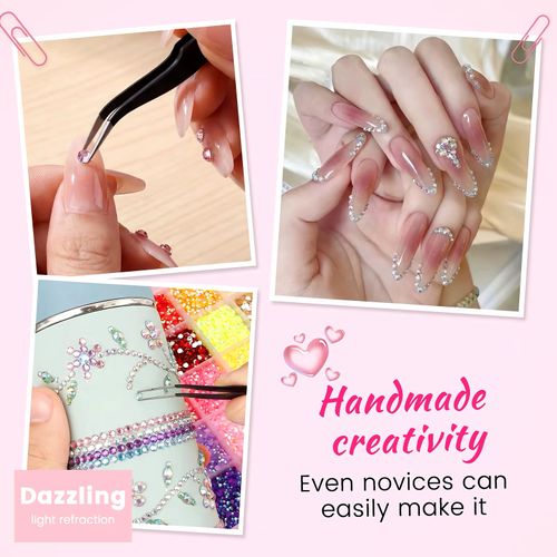 40 Colorful DIY Resin Rhinestone Kit Multicolor 3mm Flatback Gems with Tools and Glue for Nail Art Clothing Shoes Phone Case Crafts
