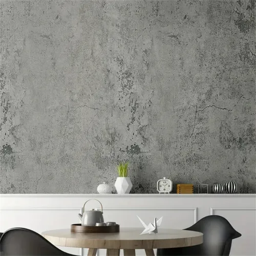 5pcs 60cm*1m Vinyl Wallpaper Waterproof Self-Adhesive Wallpaper Cement Gray Countertop Contact