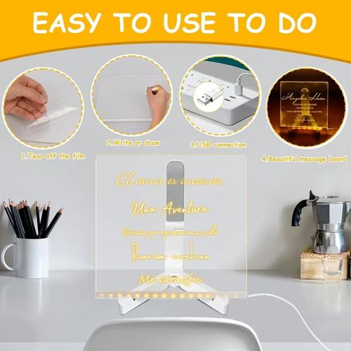 Creative Rewritable Acrylic LED Message Board (set come with 7 Pens)