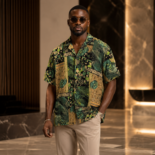 Men's Summer Floral Collared Shirt – Affordable Luxury Plus-Size Trendy Brand
