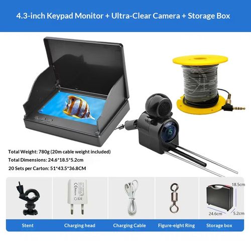Underwater Fishing Camera 5 Inch 1000TVL IPS Monitor Fish Finder Wide Angle IP68 Waterproof Infrared Night Vision with 65ft Cab