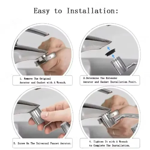 1pc 1080° Alloy Mechanical Arm Faucet Swivel Stainless Steel Faucet Extender Splashproof Dual Spray Mode Bathroom Sink Accessories Universal, with Adapter