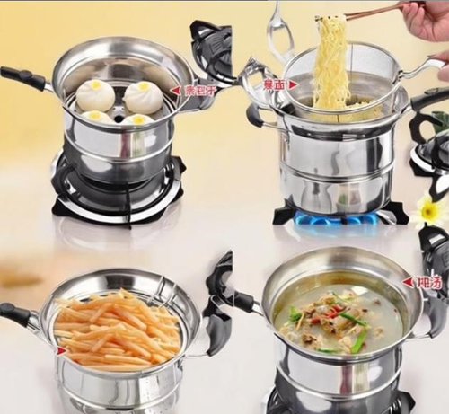 Connox 3in1 Multifunctional Stainless Steel Cooking Pot for Steaming and Frying with Filter and Non-stick Pan
