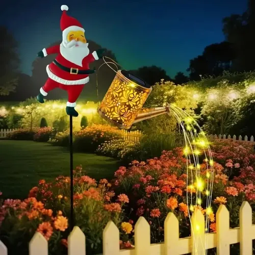 New Santa Claus Lantern Solar Luminous Water Bottle Hollow Outdoor Courtyard