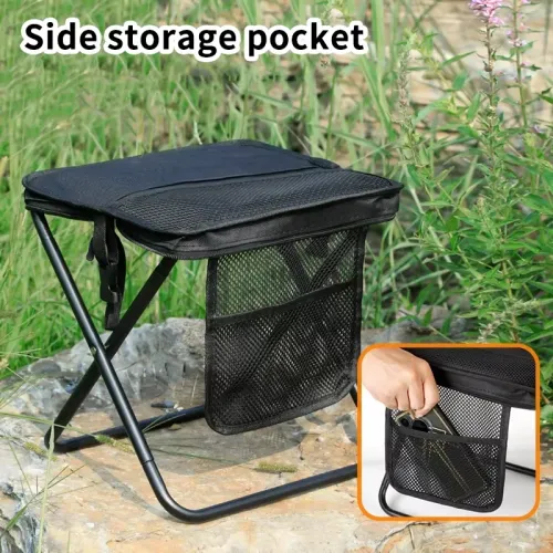 Portable folding camping stool with shoulder strap (for picnics and outdoor use)