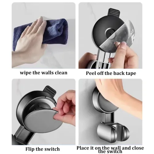 Punch-free Suction Cup Shower Bracket Fixing Artifact Removable and Adjustable Bathroom Shower Rack Shower Head Accessories