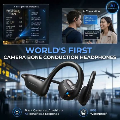 Smart AI Camera Bluetooth Sports Earphones