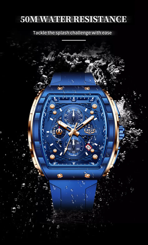 LIGE LG89148 Dropshipping China Male Quartz Watch Stylish Silicone Strap Chrono Calendar in Stock New Business Hand Watch