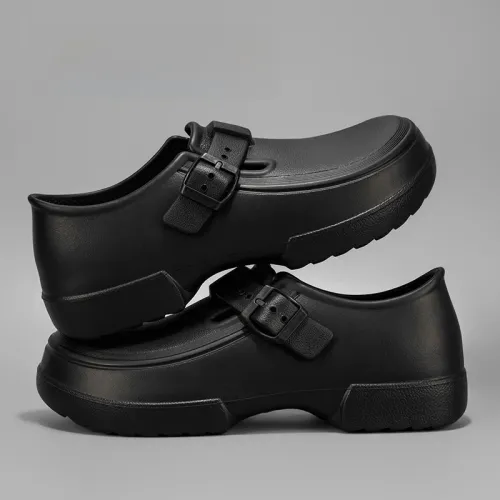 Lightweight Non-Slip Waterproof Kitchen Rain Boots Adjustable Comfortable Chef Shoes for Star Hotels Oil Resistant round Toe