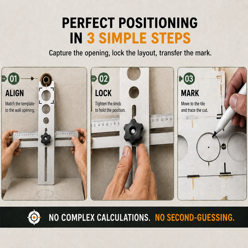 2PCS 60cm+40cm Stainless Steel Tile Positioning Ruler – Adjustable Drilling Guide and Measuring Tool for Tiles Marble and Wall Tiles