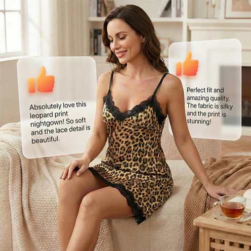 🎁Women's satin nightgown with lace details👙