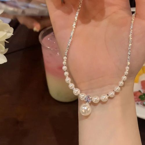 Silver Pearl Drop Necklace
