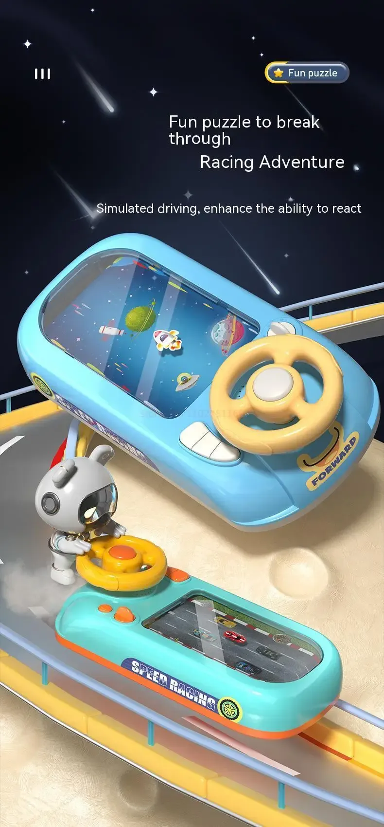 Simulation driving toy, desktop racing game machine, obstacle course racing adventure.