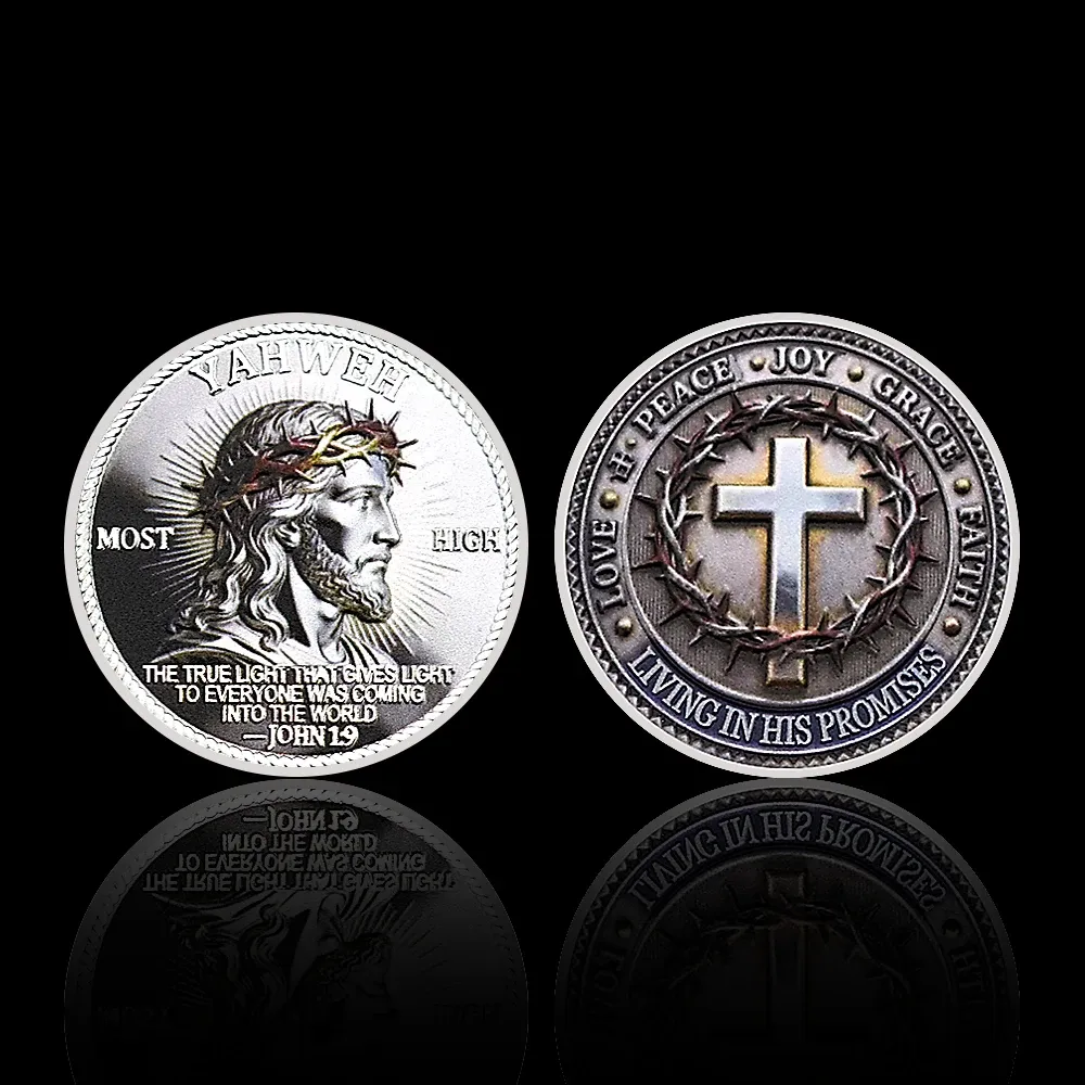 3PCS Yahweh Jesus Christ Commemorative Coin Crown of Thorns Religious Collectible Token Christian Gift Metal Coin Art Decor