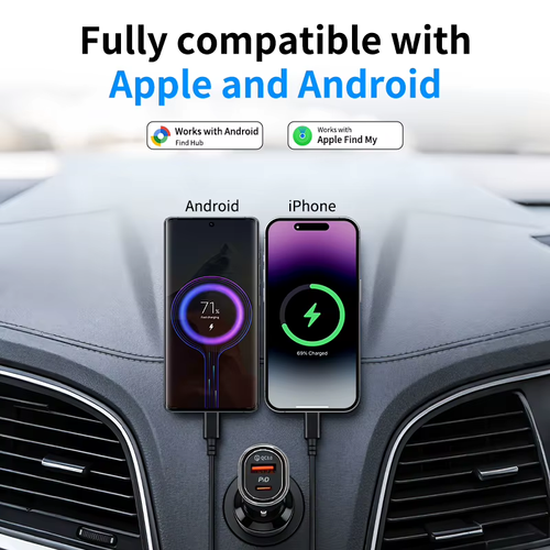 Mini Car Charger GPS Locator Tracker Cigarette Lighter USB Phone Charger Type C Find My IOS & Android Google HUB Fast Charging