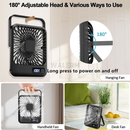 Desktop fan, personal cooling fan, adjustable fan (supports 180° tilt and folding), 5 speed settings, USB-C rechargeable mini fan—suitable for offices, desktops, and bedrooms.