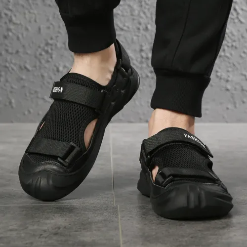 Summer New Men's Sandals Leather Breathable Mesh Sandals Outdoor Casual Portable